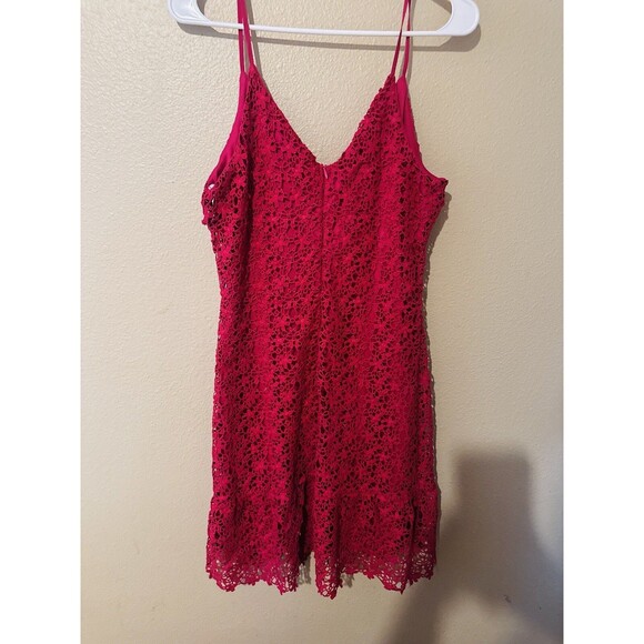 Lulus Believe in Love Magenta Backless Skater Mini Dress SZ M Lace Romantic - Picture 14 of 15